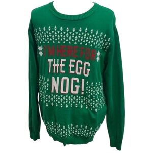 Mossimo Men’s Christmas Sweater I’m Here For The Egg Nog! Size Large Unisex
